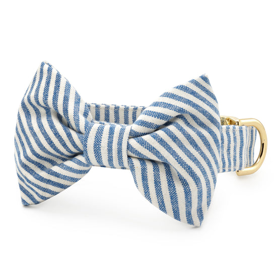 Lake Blue Stripe Bow Tie Collar
