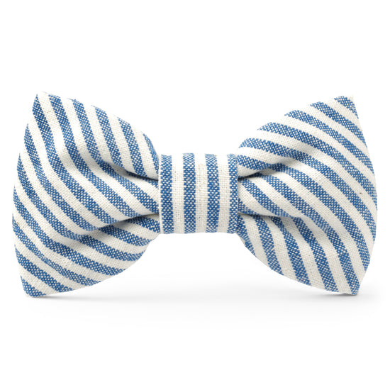 Lake Blue Stripe Dog Bow Tie from The Foggy Dog
