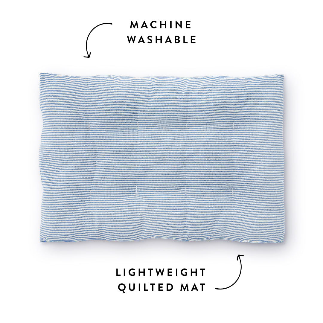 Lake Blue Stripe Dog Travel Mat from The Foggy Dog