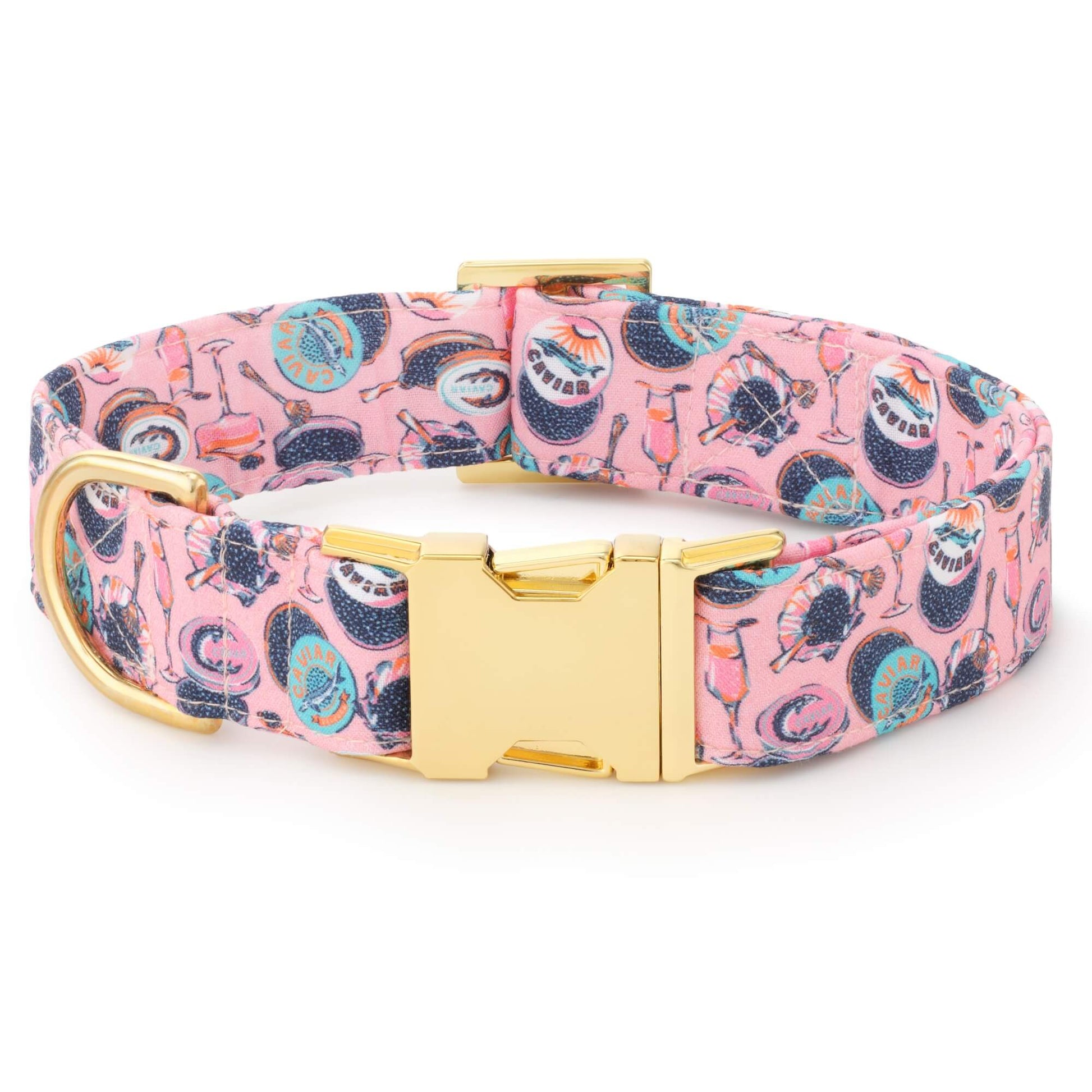 Printfresh x TFD Champagne & Caviar Dog Collar from The Foggy Dog