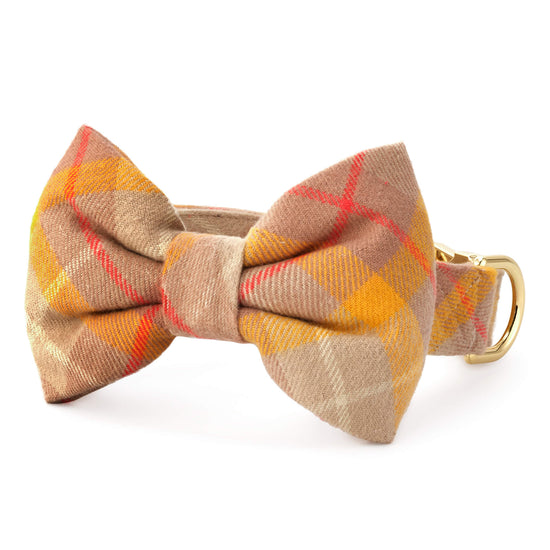 Mustard Plaid Flannel Bow Tie Collar