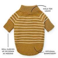 Mustard Stripe Quarter-Zip Dog Sweater from The Foggy Dog