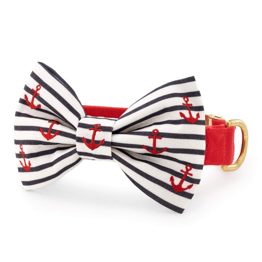 Anchor Embroidered Bow Tie Collar from The Foggy Dog