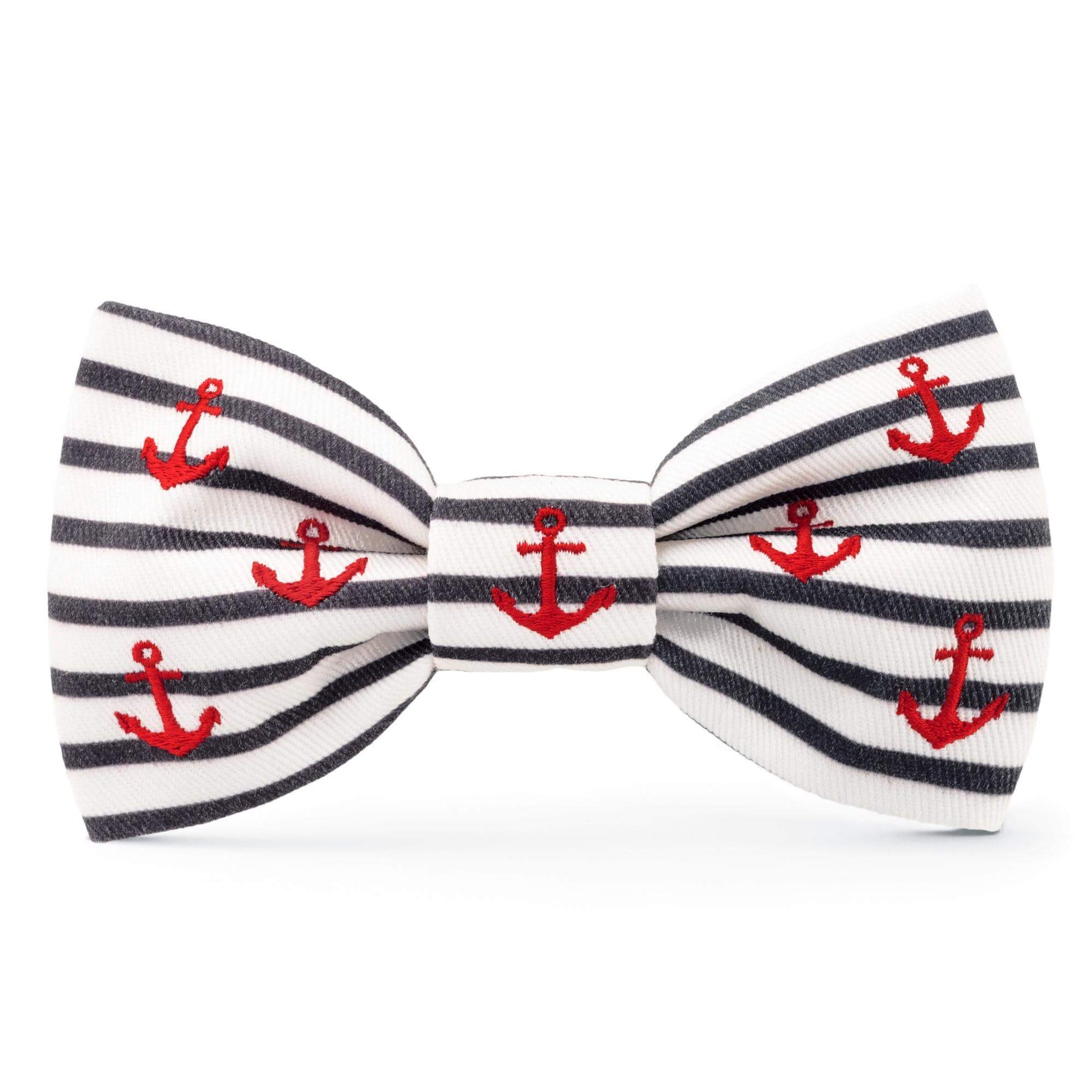 Anchor Embroidered Dog Bow Tie from The Foggy Dog