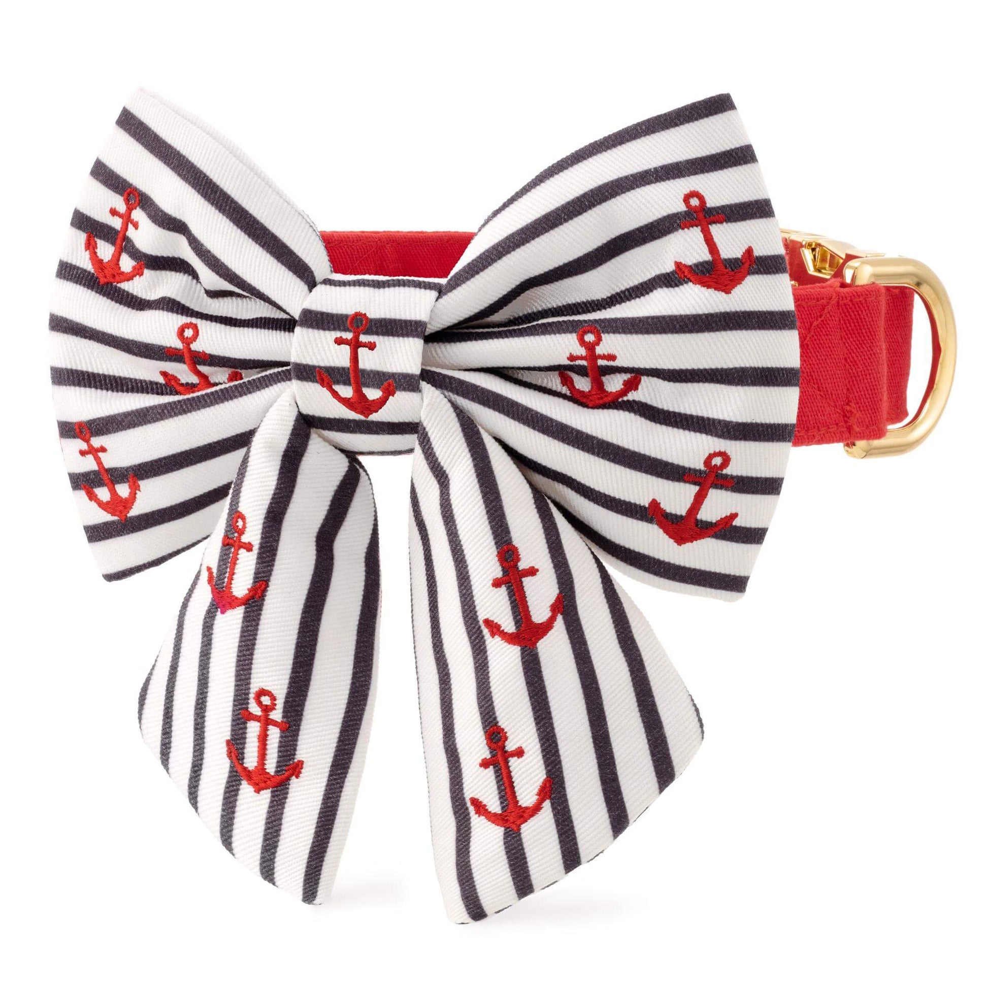 Anchor Embroidered Lady Bow Collar from The Foggy Dog