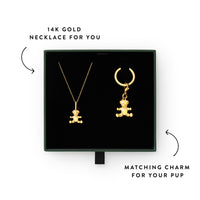 Gold Teddy Bear Necklace and Collar Charm Set view 3