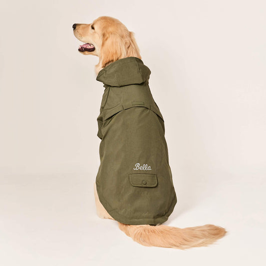 Olive Dog Raincoat view 2
