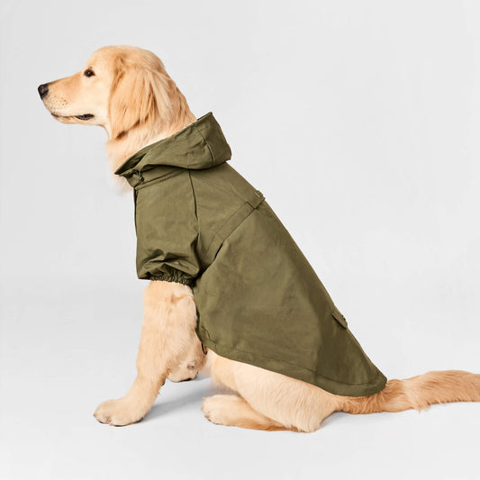 Olive Dog Raincoat view 1