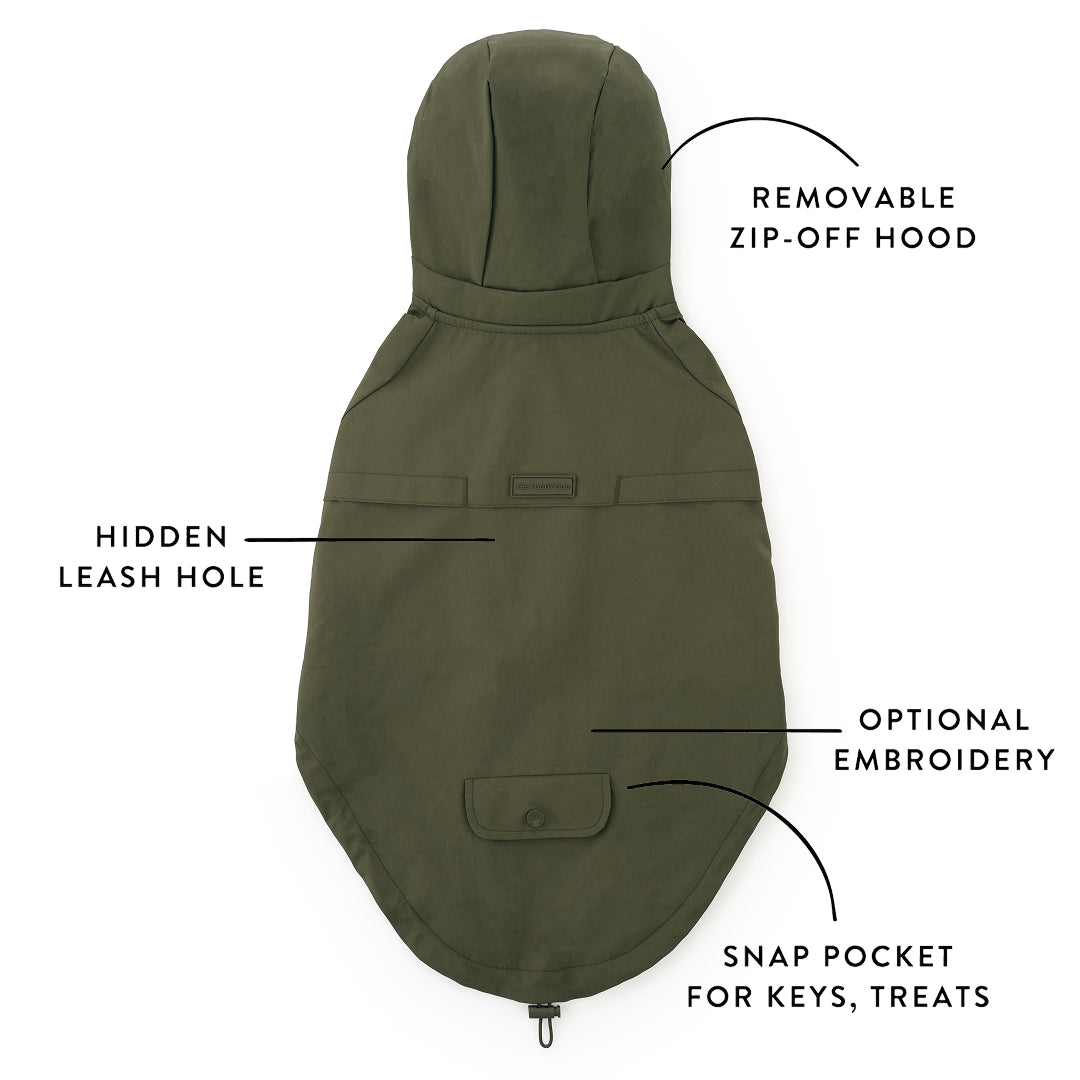 Olive Dog Raincoat from The Foggy Dog