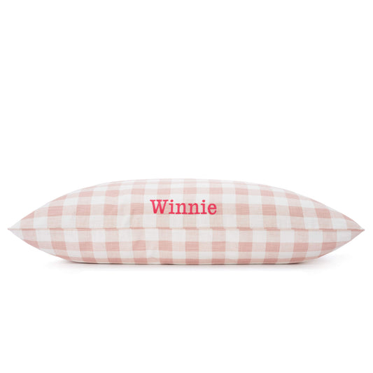 Blush Pink Gingham Check Dog Bed from The Foggy Dog 
