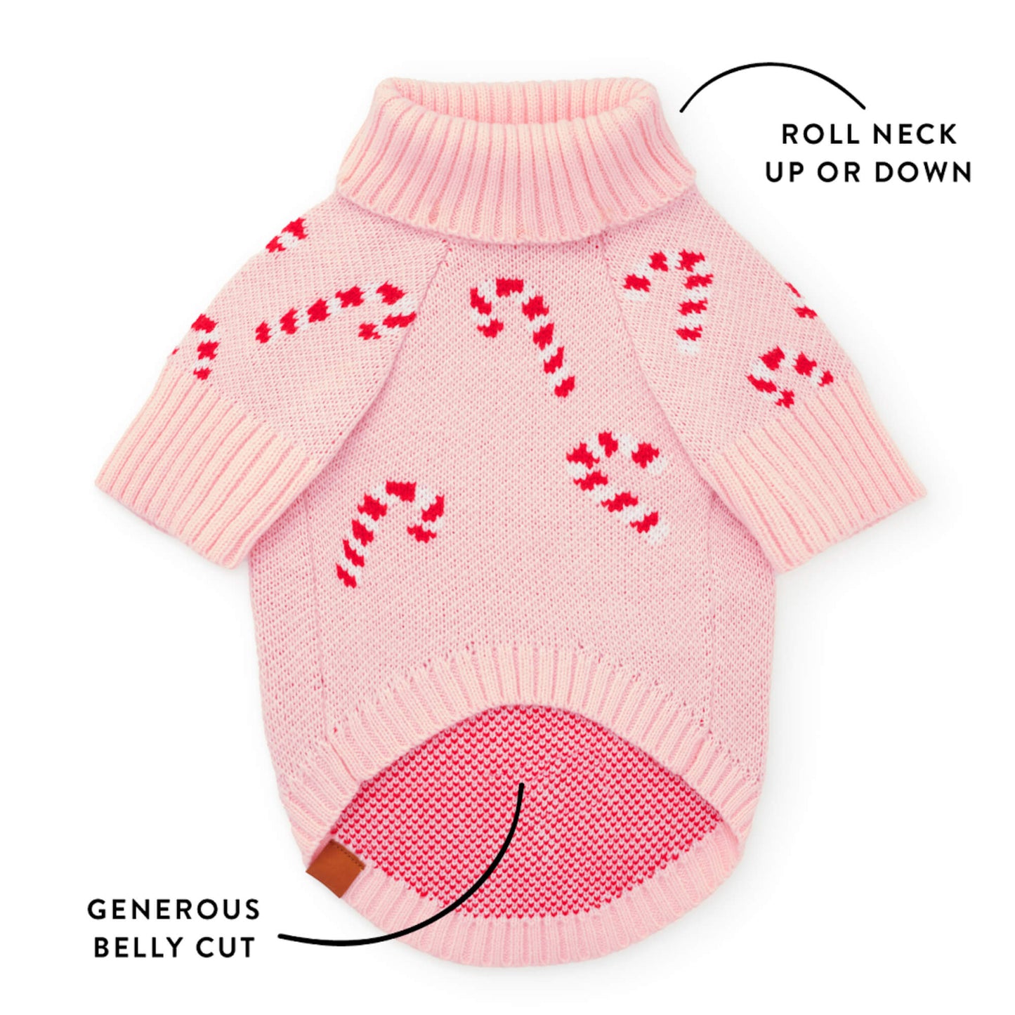 Pink Candy Canes Dog Sweater from The Foggy Dog