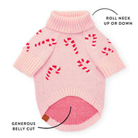 Pink Candy Canes Dog Sweater from The Foggy Dog