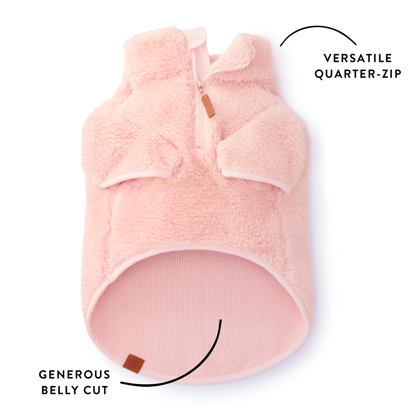 Pink Quarter-Zip Sherpa Dog Jacket from The Foggy Dog