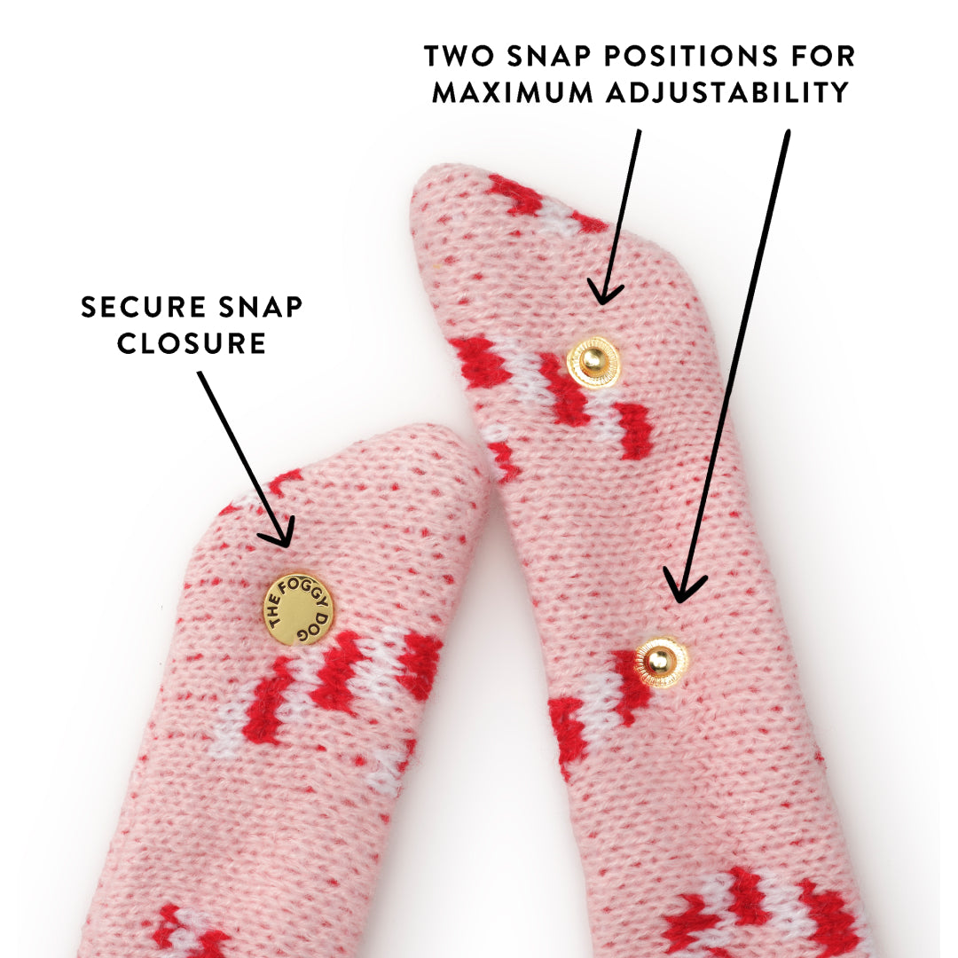 Blush Pink Candy Canes Knit Dog Bandana view 4