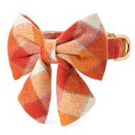 Pumpkin Spice Plaid Flannel Lady Bow Collar