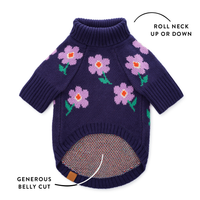 Purple Posies Dog Sweater from The Foggy Dog