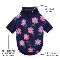 Purple Posies Dog Sweater from The Foggy Dog