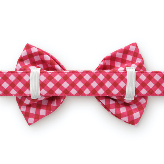 Raspberry Gingham Bow Tie Collar from The Foggy Dog