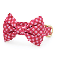 Raspberry Gingham Bow Tie Collar from The Foggy Dog