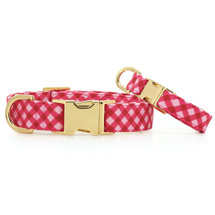 Raspberry Gingham Dog Collar The Foggy Dog