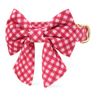 Raspberry Gingham Lady Bow Collar from The Foggy Dog