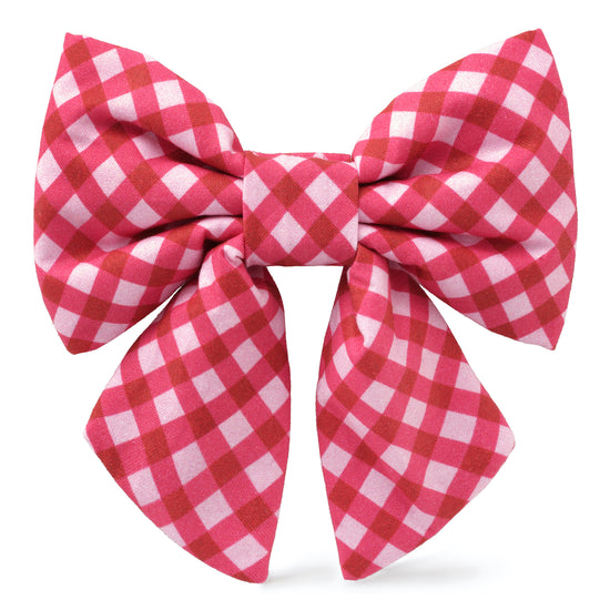 Raspberry Gingham Lady Dog Bow from The Foggy Dog