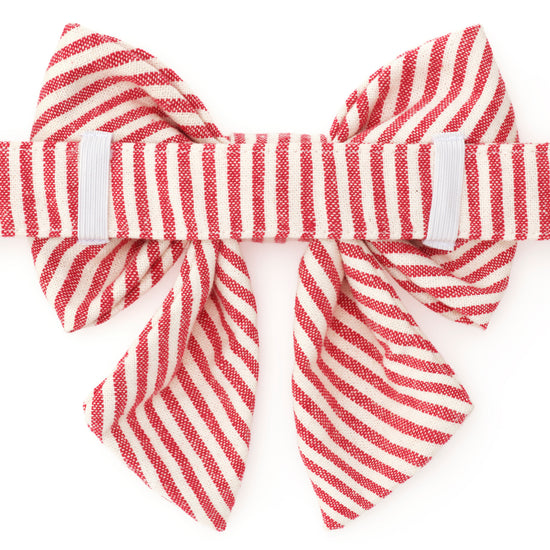 Red Stripe Lady Bow Collar from The Foggy Dog