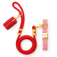 Red Stripe Collar Walk Set from The Foggy Dog