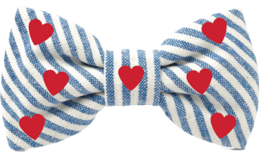 Striped Hearts Embroidered Dog Bow Tie view 1