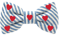 Striped Hearts Embroidered Dog Bow Tie view 1
