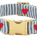 Striped Hearts Embroidered Dog Collar