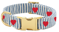 Striped Hearts Embroidered Dog Collar view 1