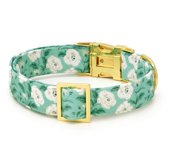 Seafoam Poppies Dog Collar from The Foggy Dog