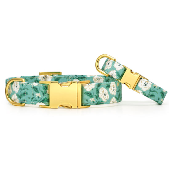Seafoam Poppies Dog Collar from The Foggy Dog
