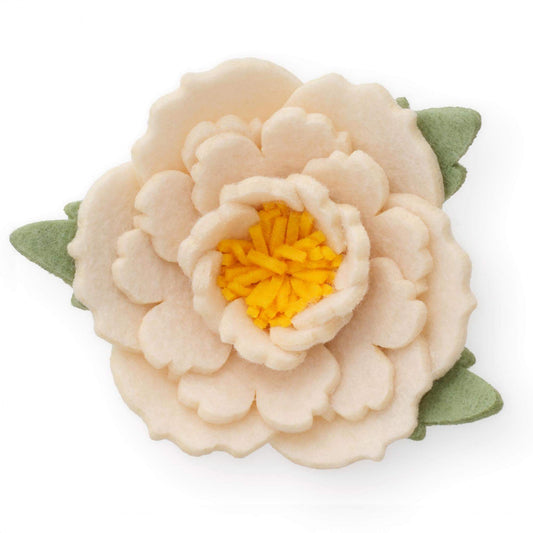 Ivory Peony Dog Collar Flower from The Foggy Dog