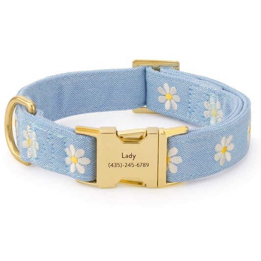Daisy Embroidered Dog Collar from The Foggy Dog