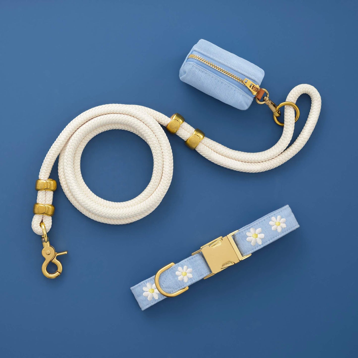 Daisy Embroidered Collar Walk Set from The Foggy Dog