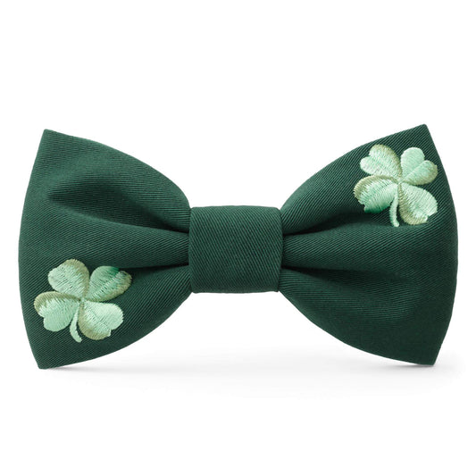 Clover Embroidered Dog Bow Tie from The Foggy Dog