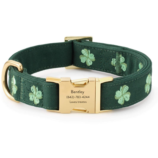Clover Embroidered Dog Collar from The Foggy Dog