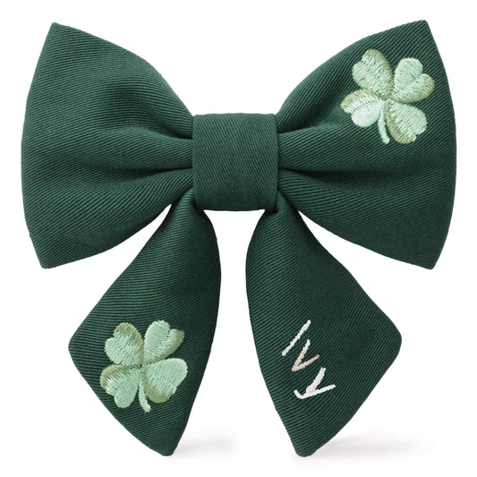 Clover Embroidered Lady Dog Bow from The Foggy Dog