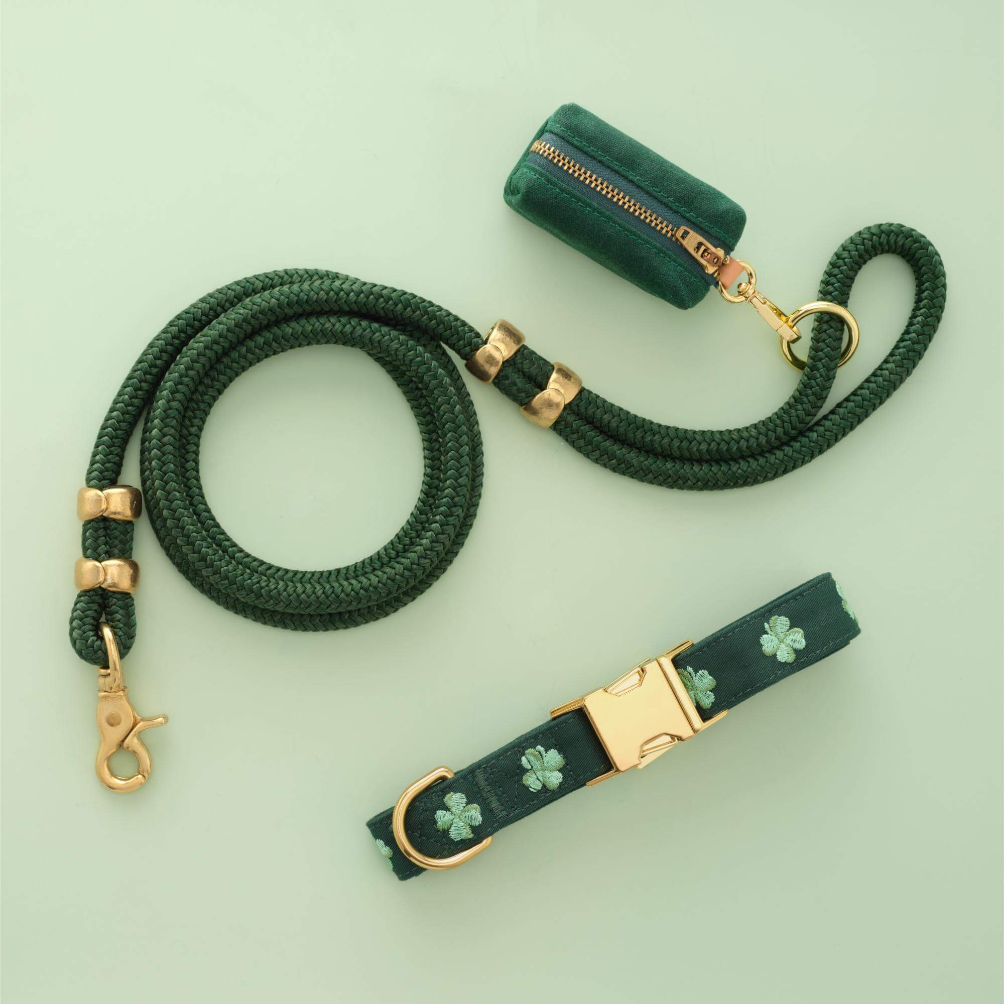 Clover Embroidered Collar Walk Set – The Foggy Dog