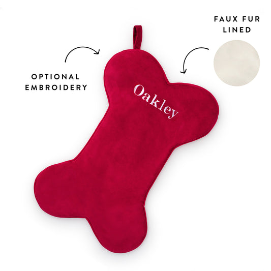 Cranberry Velvet Dog Christmas Stocking view 2