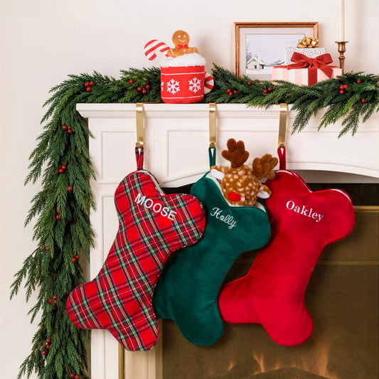 Ivory Velvet Dog Christmas Stocking view 2