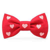 Hearts Embroidered Dog Bow Tie from The Foggy Dog