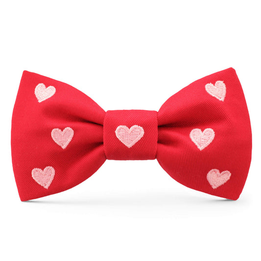 Hearts Embroidered Dog Bow Tie from The Foggy Dog