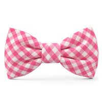 Hot Pink Gingham Dog Bow Tie from The Foggy Dog