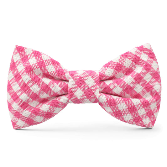 Hot Pink Gingham Dog Bow Tie from The Foggy Dog