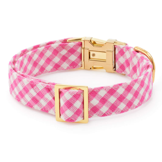 Hot Pink Gingham Dog Collar from The Foggy Dog