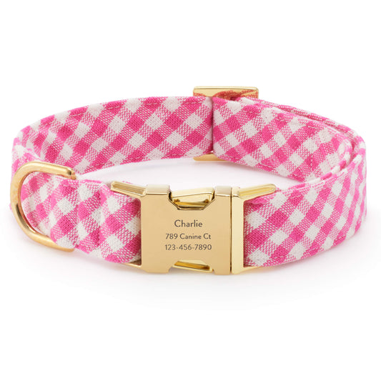 Hot Pink Gingham Dog Collar from The Foggy Dog