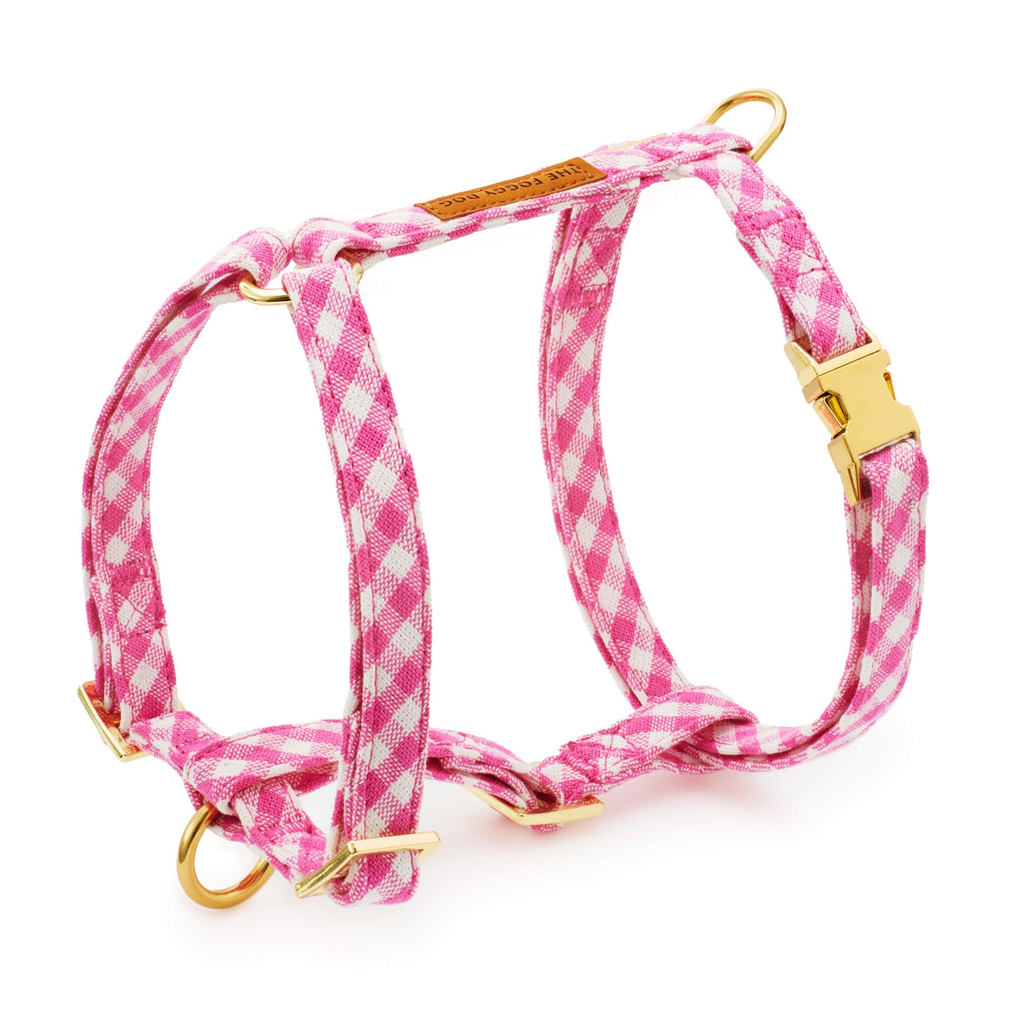 Hot Pink Gingham Dog Harness from The Foggy Dog